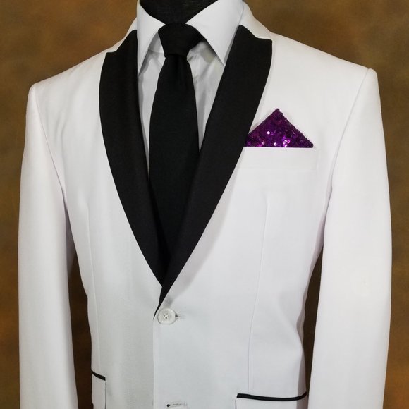 Men's Sequin Pre-Folded Pointed Pocket Square Insert - Purple - Picture 2 of 8